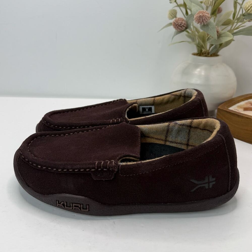 Kuru Loft Suede Flannel Slipper Java Brown Men 8 Medium Light Wear